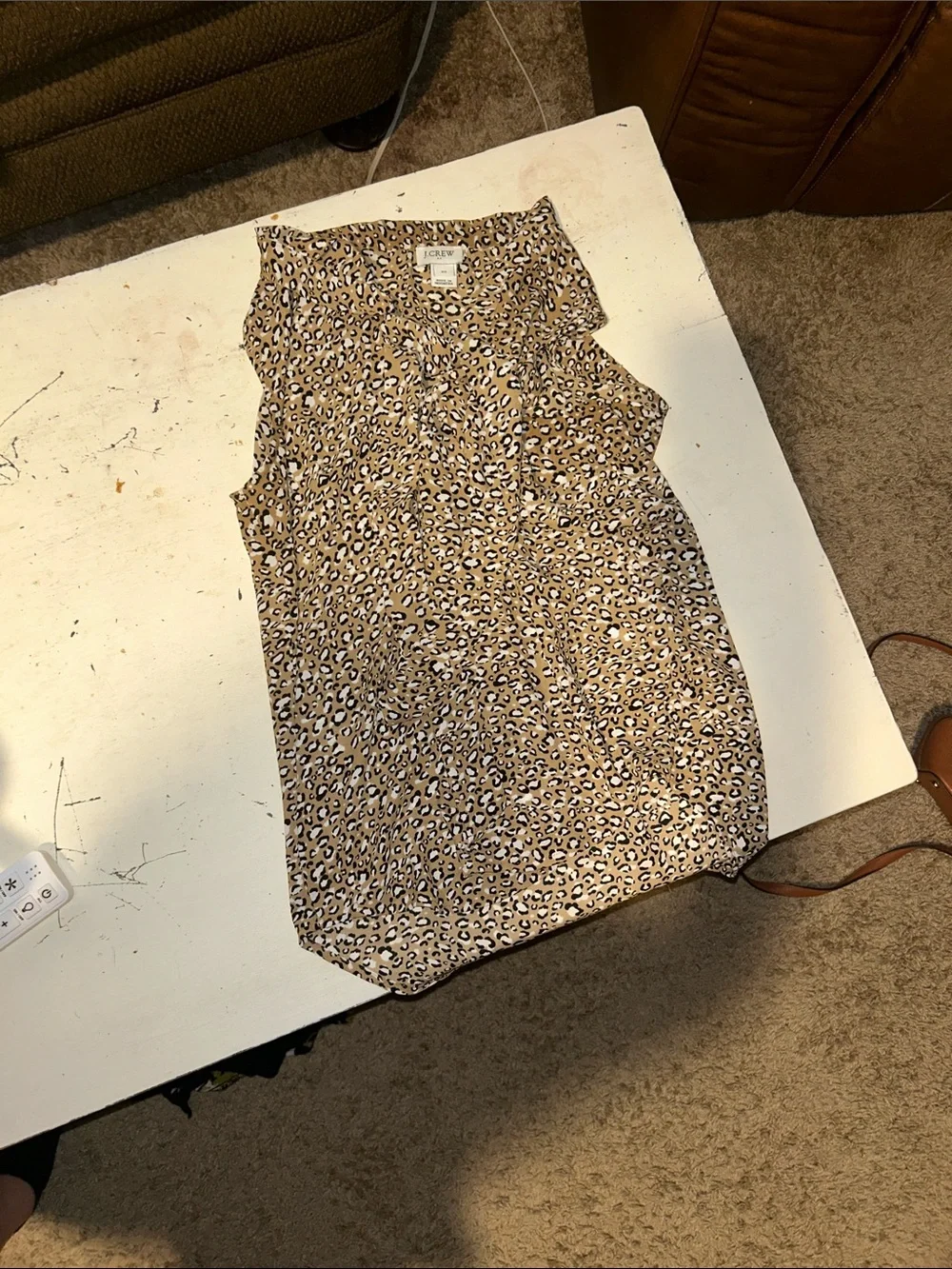 J. Crew Sleeveless Leopard Print Blouse in Tan and Black